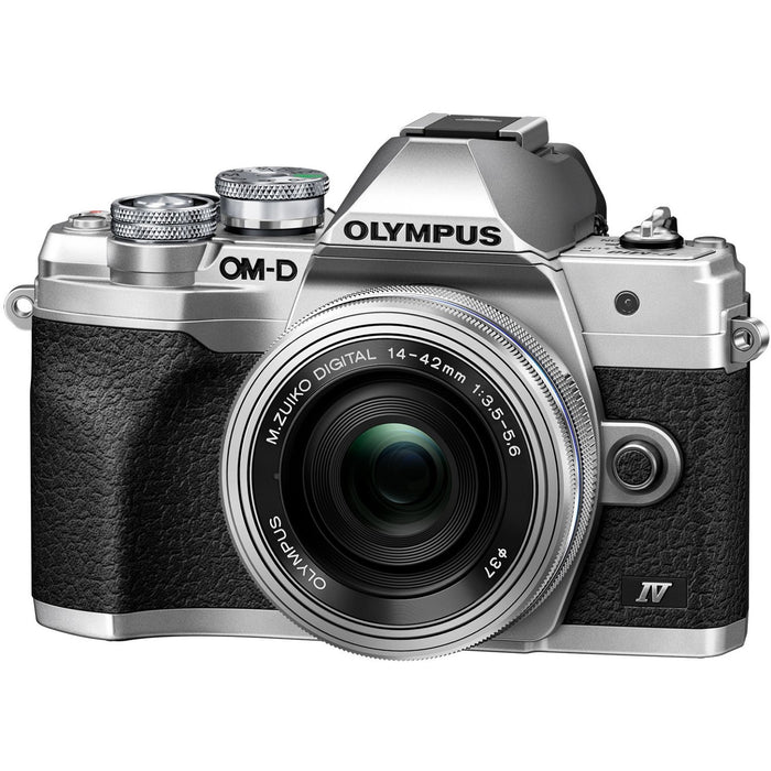 Olympus OM-D E-M10 IV + 14-42mm, Silver + Hama Tripod + SD 64GB Angelbird